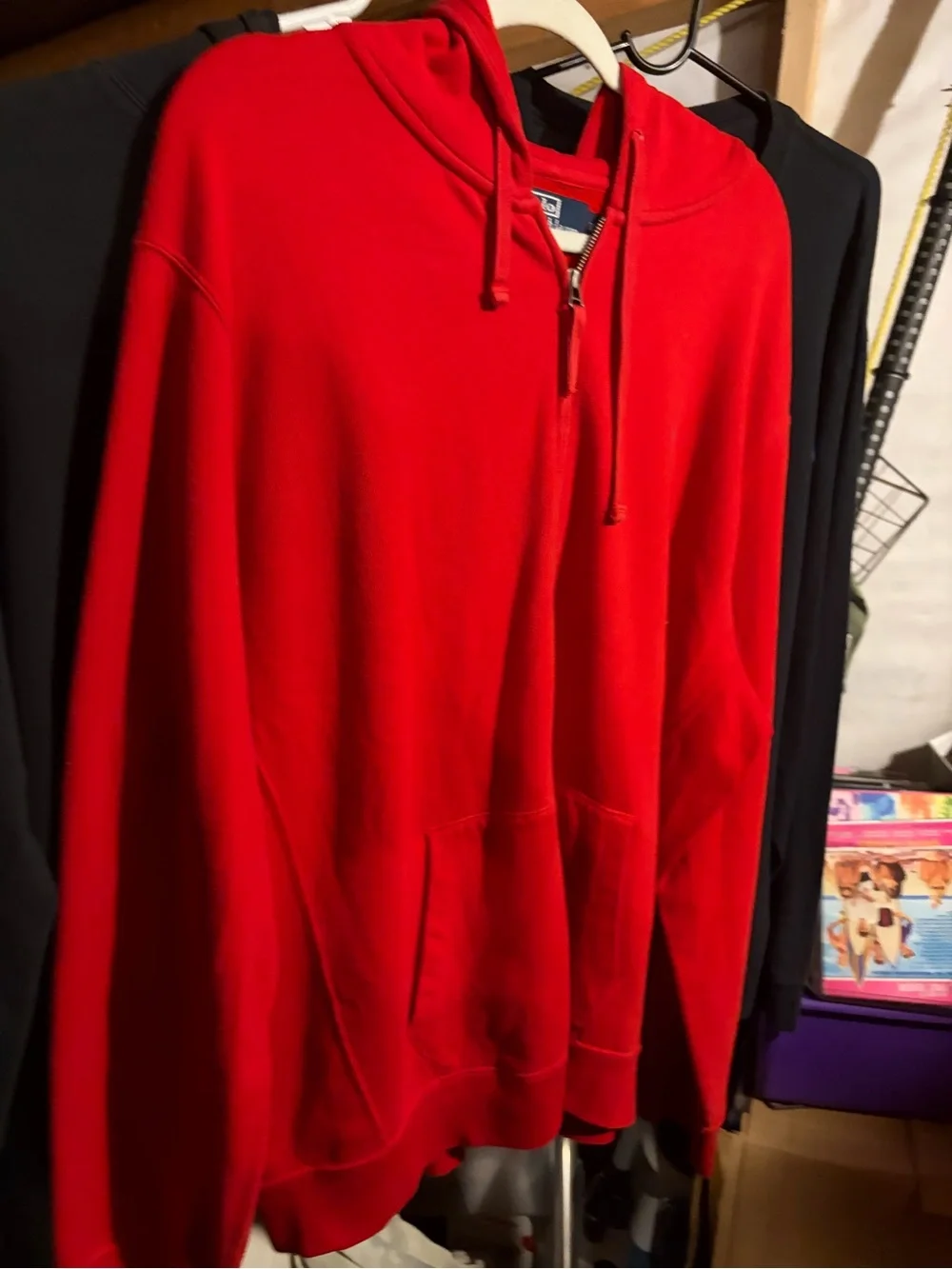 Polo By Ralph Lauren Designer Full Zip Red Hoodie Sweatshirt/ Sweater size XL